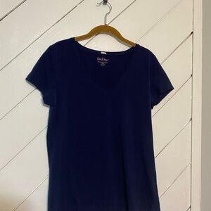 Lilly Pulitzer Deep Blue V-Neck Short Sleeve Top